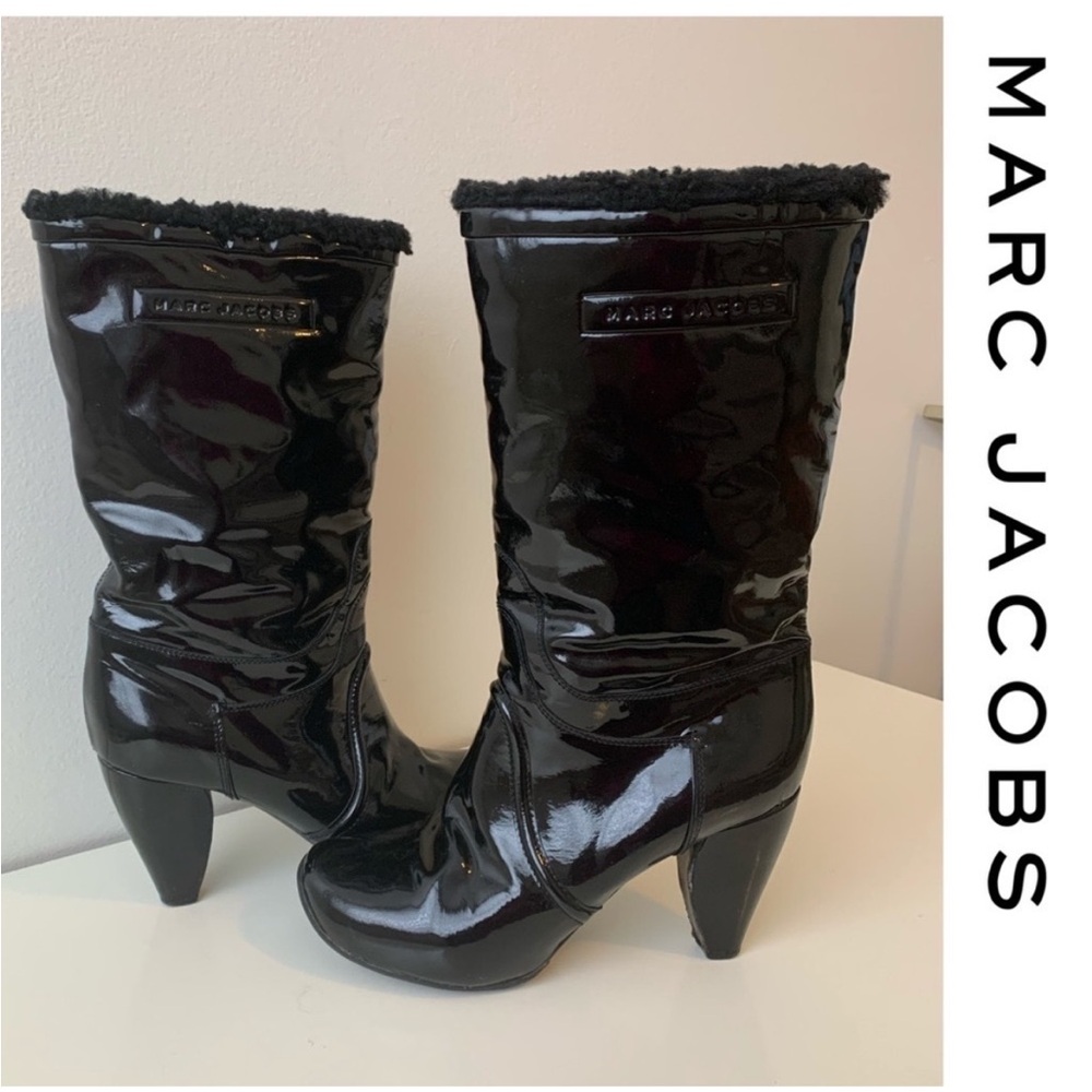 MARC JACOBS Runway Boots Patent Leather 7  37.5